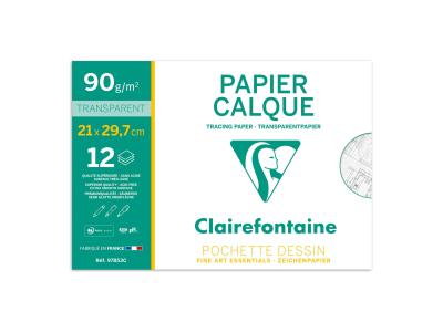 Clairefontaine - Papier Calque - pochette 12 feuilles A4 - 90/95 gr