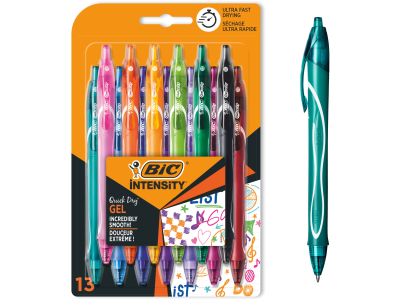 Bic - 13 stylos gel rétractables Gel-Ocity Quick Dry - 0,7 mm