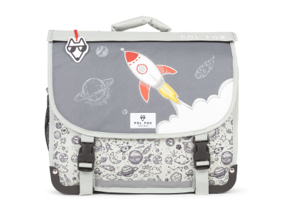 Cartable Roket Pol Fox - gris - 38 x 14 x 32 cm