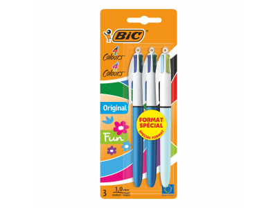  Bic - 3 stylos-bille rétractables 4 Couleurs 
