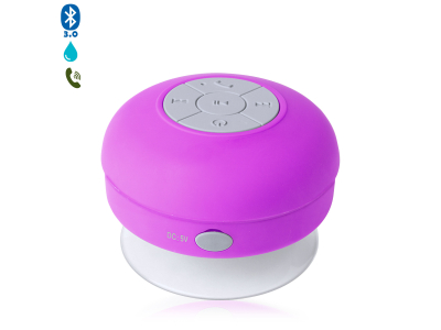          DAM. Enceinte Bluetooth Rariax avec ventouse, résistante aux projections d'eau, spéciale douche 8,5x5,5x5,5 Cm.