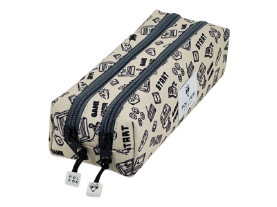  Pol Fox Gamer - Trousse rectangulaire 2 compartiments - gris