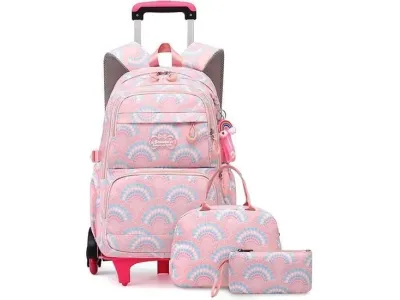 Cartable à Roulette Fille Primaire LECOO - Rose 