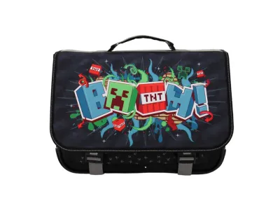 Cartable - MINECRAFT - TNT - 41 CM - 2 Compartiments - Noir - Enfant