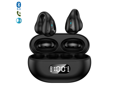 DAM. Casque TWS R15. Base de chargement de 300 mAh. 7,2x2,5x4,5cm. La noire