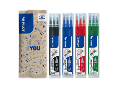 Pilot Pen - Pack de 4 étuis de 3 recharges Frixion ball clicker 0,5 pointe fine