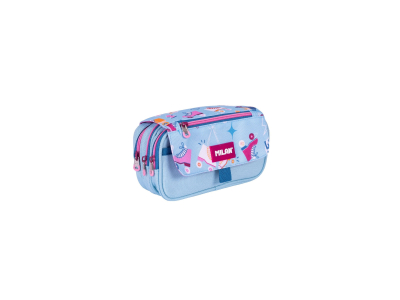 Trousse - 3 Compartiments - Rectangulaire - Avec Rabat - Scolaire - 13x24x10 - Milan