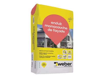  Enduit de facade monocouche - ton blanc cassé 25 kg  