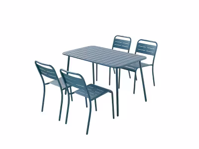 Ensemble table et chaises bleu 4/6 places - BERGAME