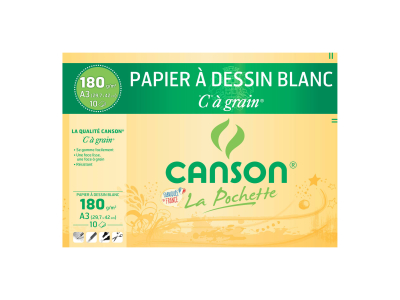 Canson - Pochette de 10 feuilles de dessin 'C' à grain® - blanc - 43,5 x 31 cm
