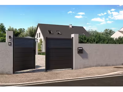 Portail aluminium Nazaré anthracite - 300 x h.163,4 cm