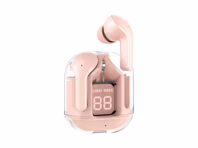 Écouteurs EKO TWS - Cristal - LED - Bluetooth - Rose