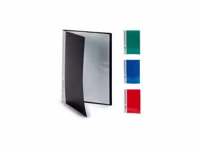  4 porte-vues - Bleu, rouge, noir et vert - 33,5 x 25 cm