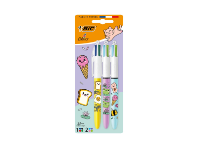 BIC 3 stylos-bille 4 couleurs - 8 encres