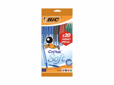 BIC 20 stylos-bille Cristal Soft - 4 encres