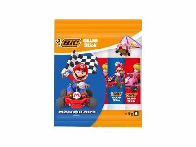 BIC 6 bâtons de colle Glue Stick Mario Kart - 6 x 8 g