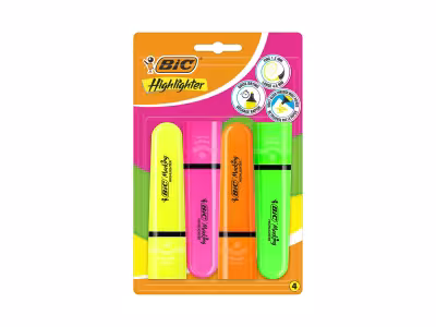BIC 2 x 4 Highlighter surligneurs - Couleurs fluo assorties