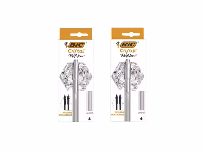  2 x Stylo-bille Cristal Re’New avec 2 recharges - Encre noire