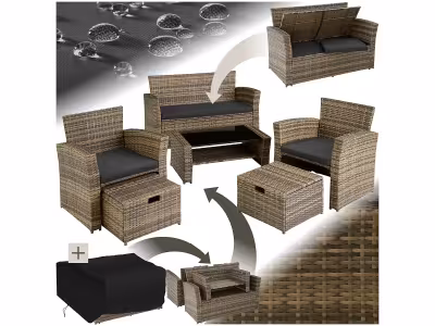 Salon de jardin Pour 4 à 6 personnes Résistant aux UV Housses amovibles
