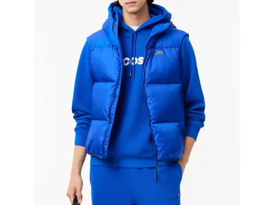 Lacoste Gilet Bleu À Capuche