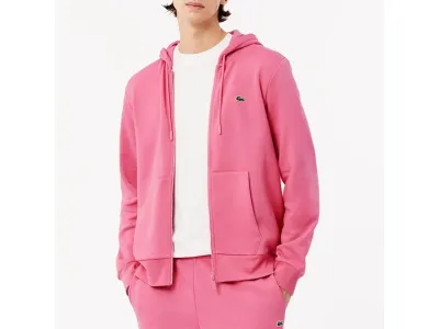 Lacoste Sweat À Capuche Zippé Rose