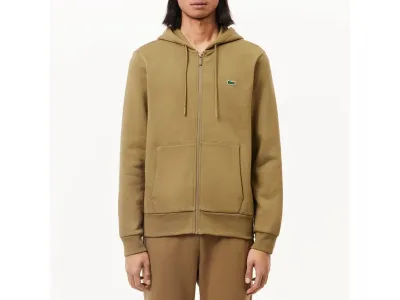 Lacoste Sweat À Capuche Zippé Camel