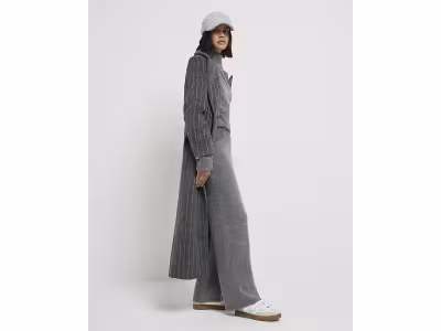 Pantalon large en tricot gris