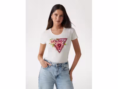 T-shirt logo triangulaire floral