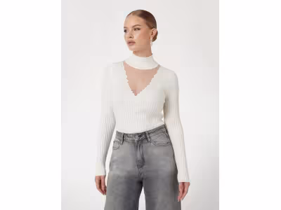 Pull côtelé strass