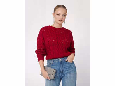 Pull-over torsades laine mélangée