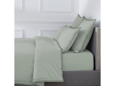 Housse de couette - percale de coton lavé - 80 fils - vert et noir