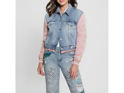 GUESS Blouson Americana - 100% coton - rose