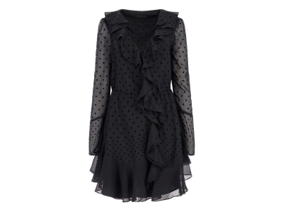 GUESS Robe Olympe - coupe flare - à jabot - noir