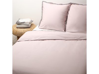 Housse de couette - percale de coton lavée - 80 fils - rose et noir