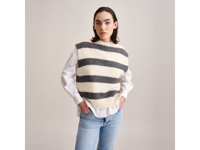    Pull sans manches Nanor - gris et crème