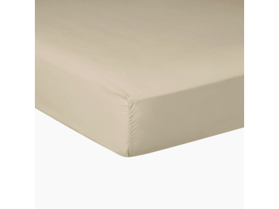 Drap housse - satin de coton lavé - 120 fils - beige