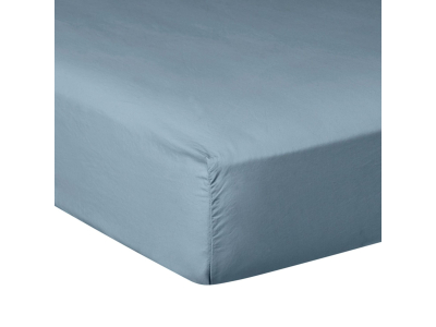  Drap housse - percale de coton lavée - 80 fils - bleu