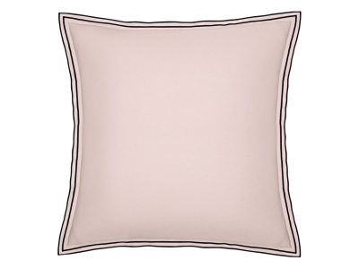 Taie d'oreiller - percale de coton lavée - 80 fils - rose et noir