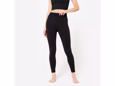 Legging long yoga effet seconde peau taille haute, noir graphite