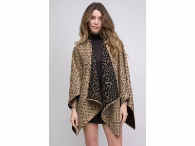 BURBERRY Poncho en laine Reversible - Beige