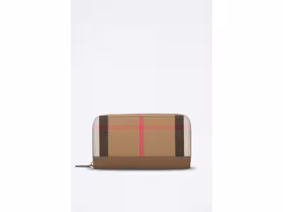 BURBERRY Compagnon en cuir Lg Zip Around - Beige