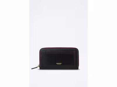 BURBERRY Compagnon en cuir d'agneau Lg Zip Around - Noir