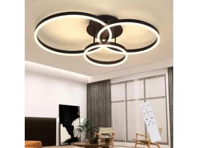 NETTLIFE Lampe plafond LED noire réglable, 82cm, avec télécommande