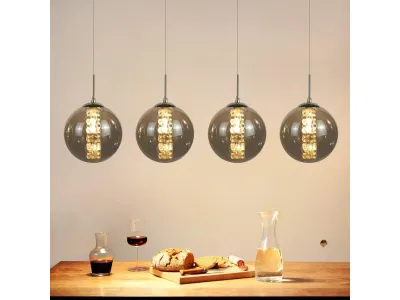 NETTLIFE Suspension verre gris diamètre 70 cm