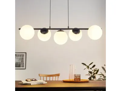 NETTLIFE Suspension noir E27 verre lampe à suspendre 5-flamme