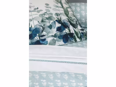 TRADITION DES VOSGES Drap plat en percale de coton 70 fils/cm² Eucalyptus 